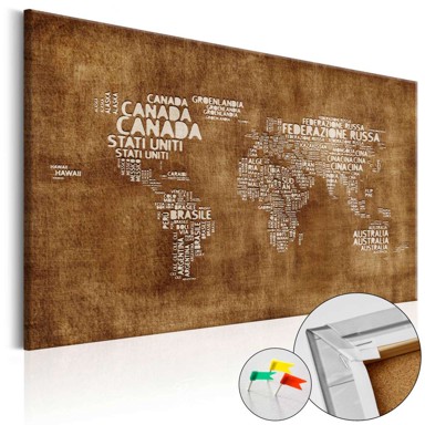 Slika na plutenoj podlozi The Lost Map [Cork Map Italian Text] 90x60